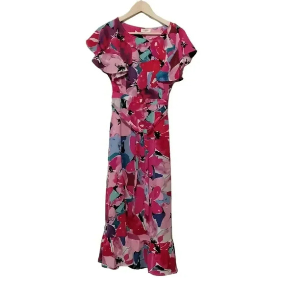 Umgee Size Small Floral Boho Flowy Flutter Sleeves Maxi Dress - Picture 1 of 10